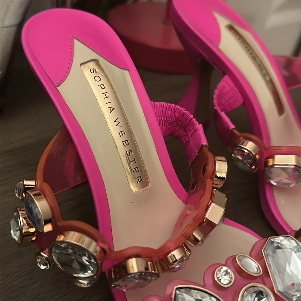 Sophia Webster Neon Fuchsia Ritzy Mid Mule 🩷 - Picture 3 of 9